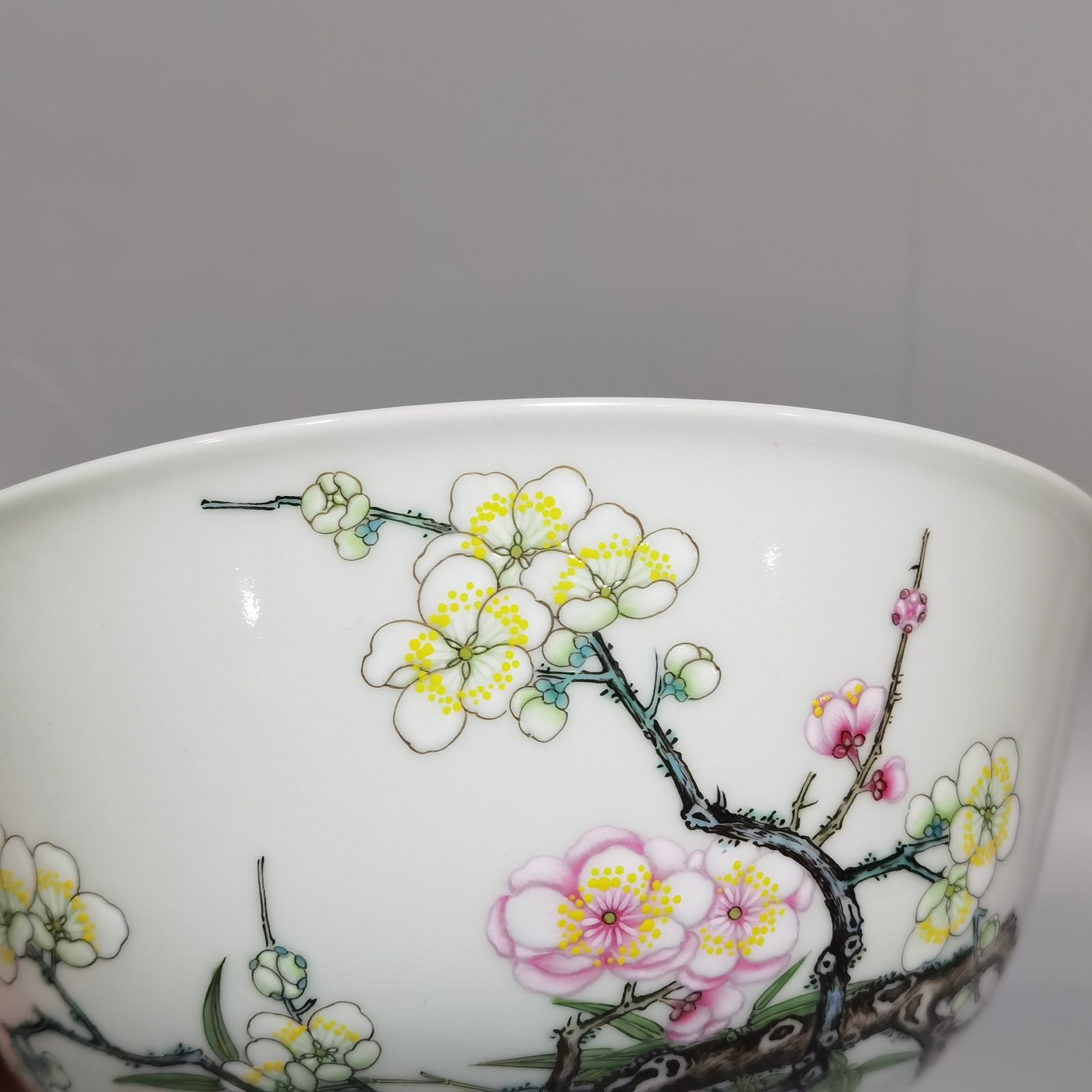 Qing Dynasty Yongzheng Enamel Bamboo and Plum Double Clear Bowl