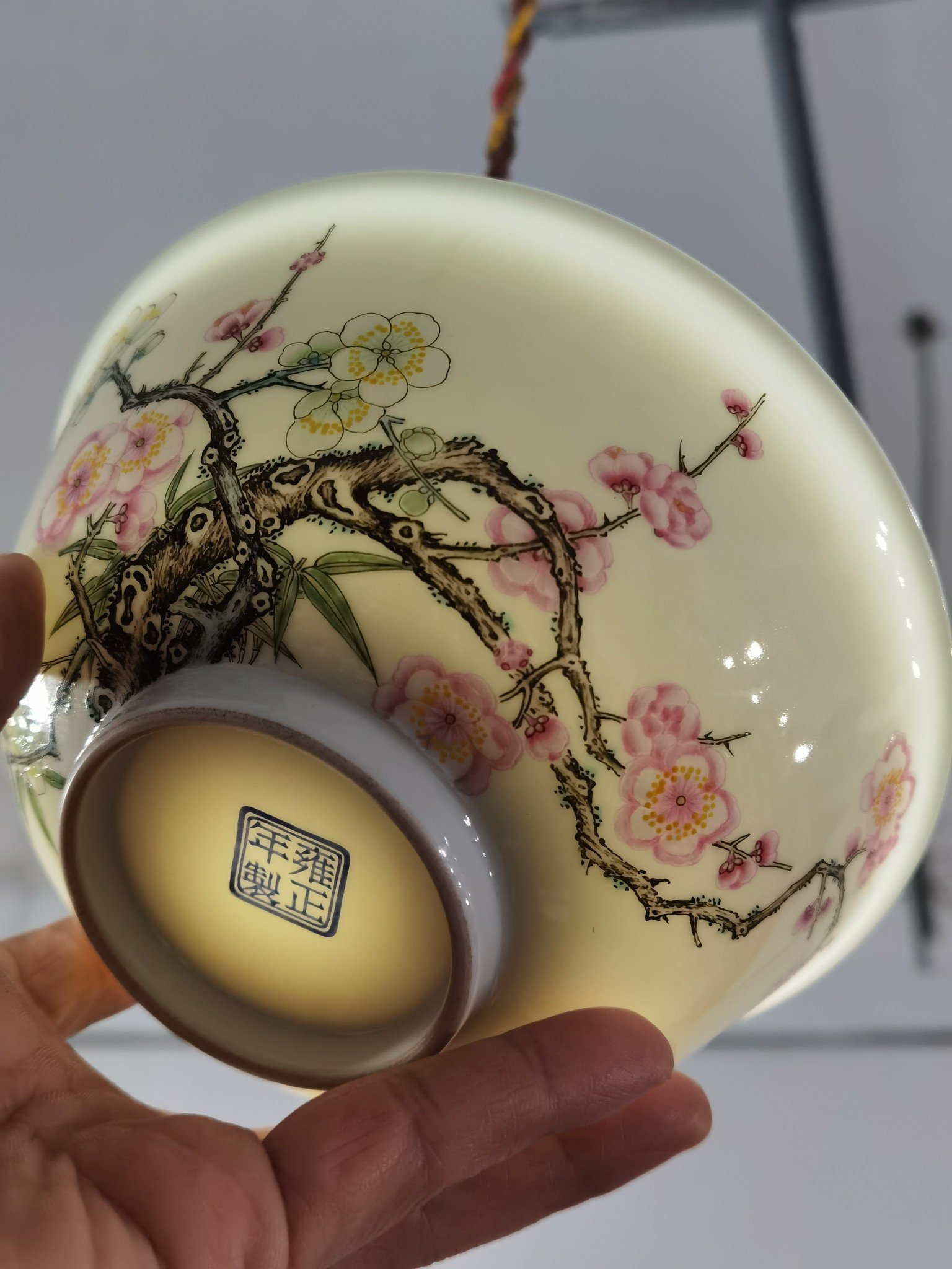 Qing Dynasty Yongzheng Enamel Bamboo and Plum Double Clear Bowl