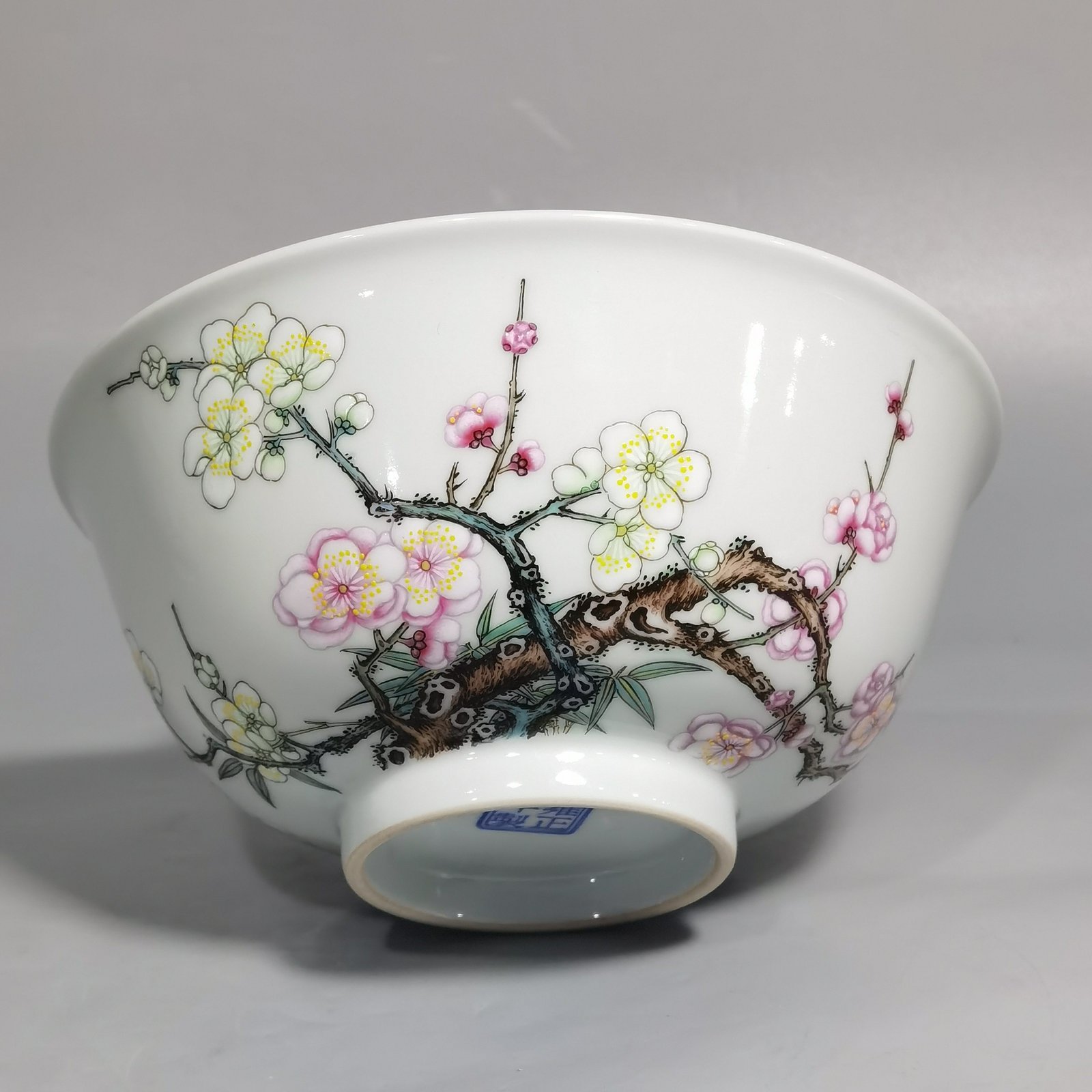 Qing Dynasty Yongzheng Enamel Bamboo and Plum Double Clear Bowl