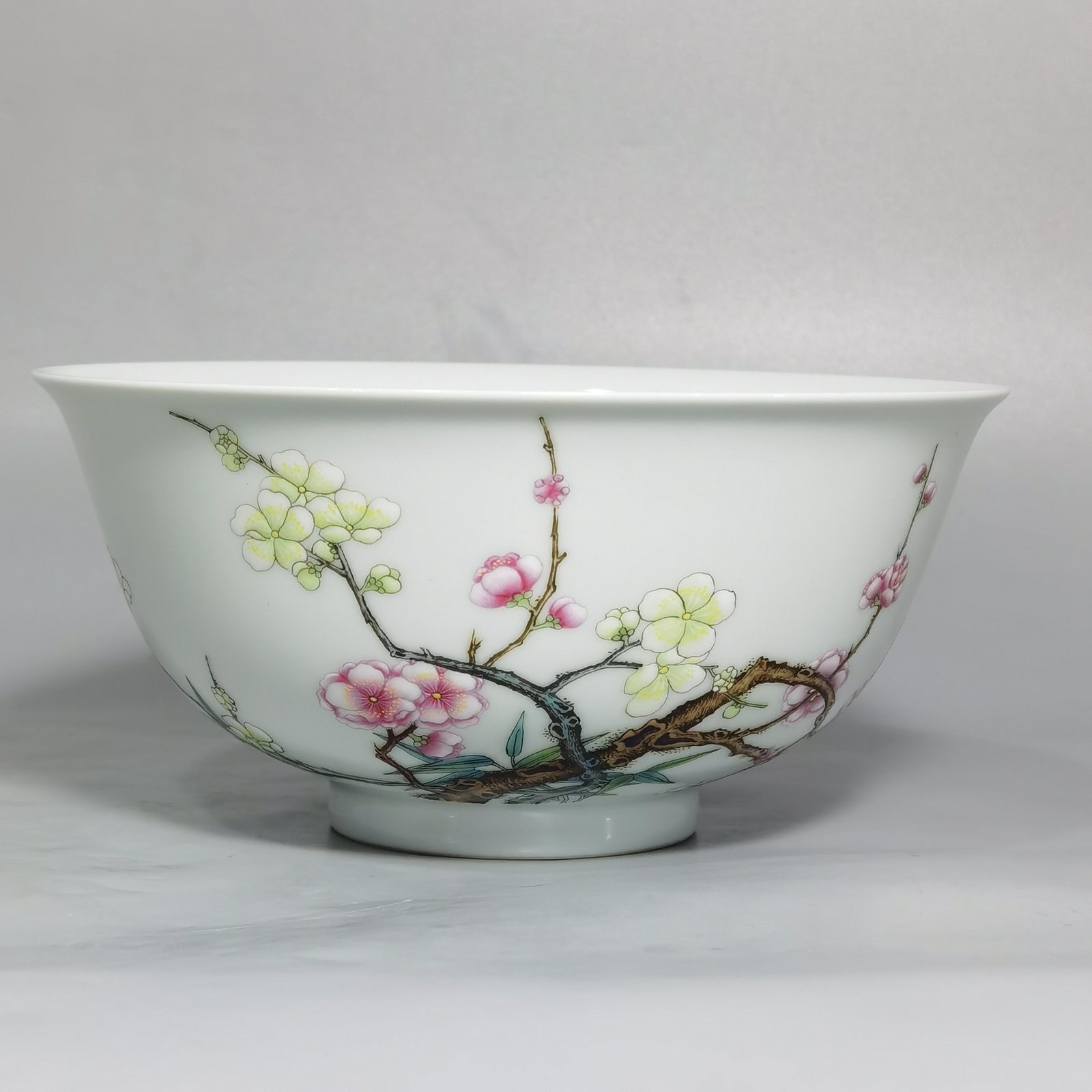 Qing Dynasty Yongzheng Enamel Bamboo and Plum Double Clear Bowl