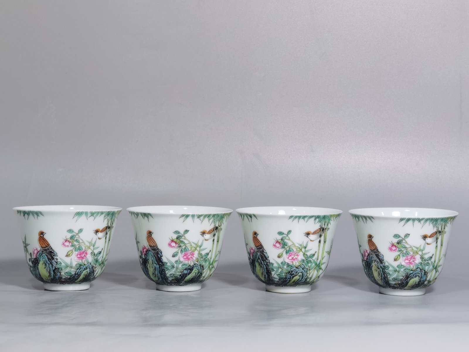 Qing Dynasty Yongzheng Enamel Bamboo Bird Cup
