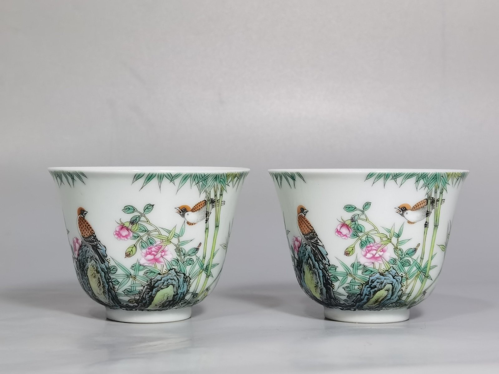 Qing Dynasty Yongzheng Enamel Bamboo Bird Cup