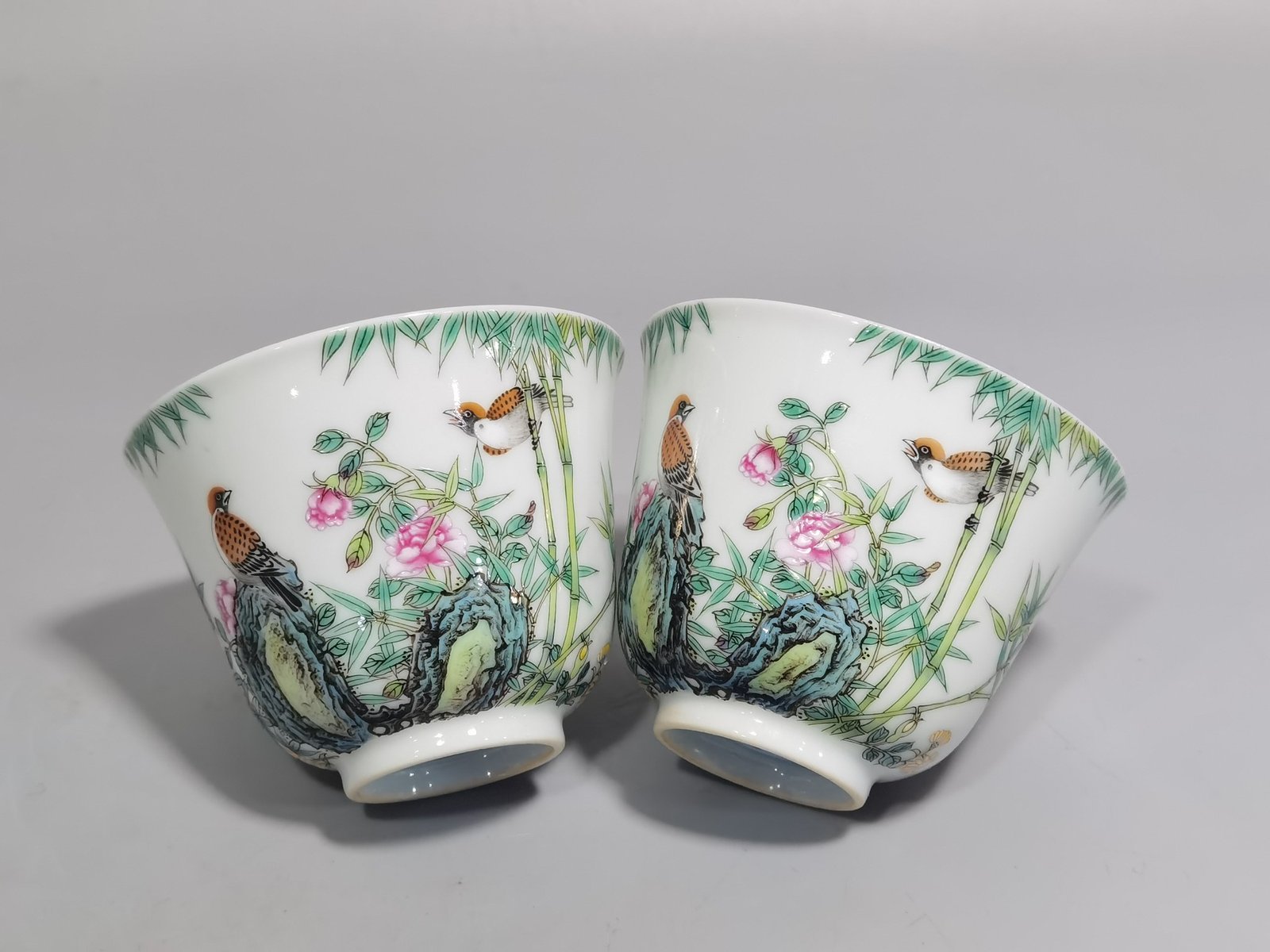 Qing Dynasty Yongzheng Enamel Bamboo Bird Cup