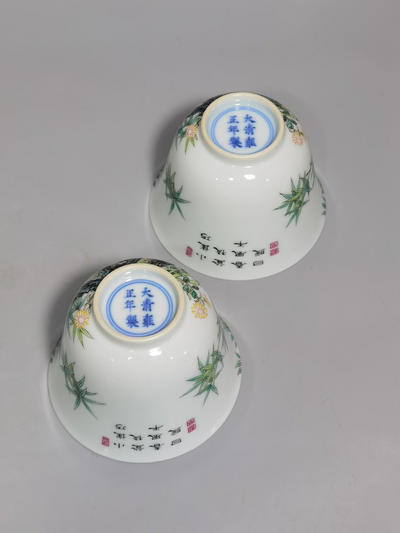 Qing Dynasty Yongzheng Enamel Bamboo Bird Cup