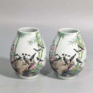 Qing Dynasty Yongzheng Enamel Bamboo Bird Pattern Water Bowl