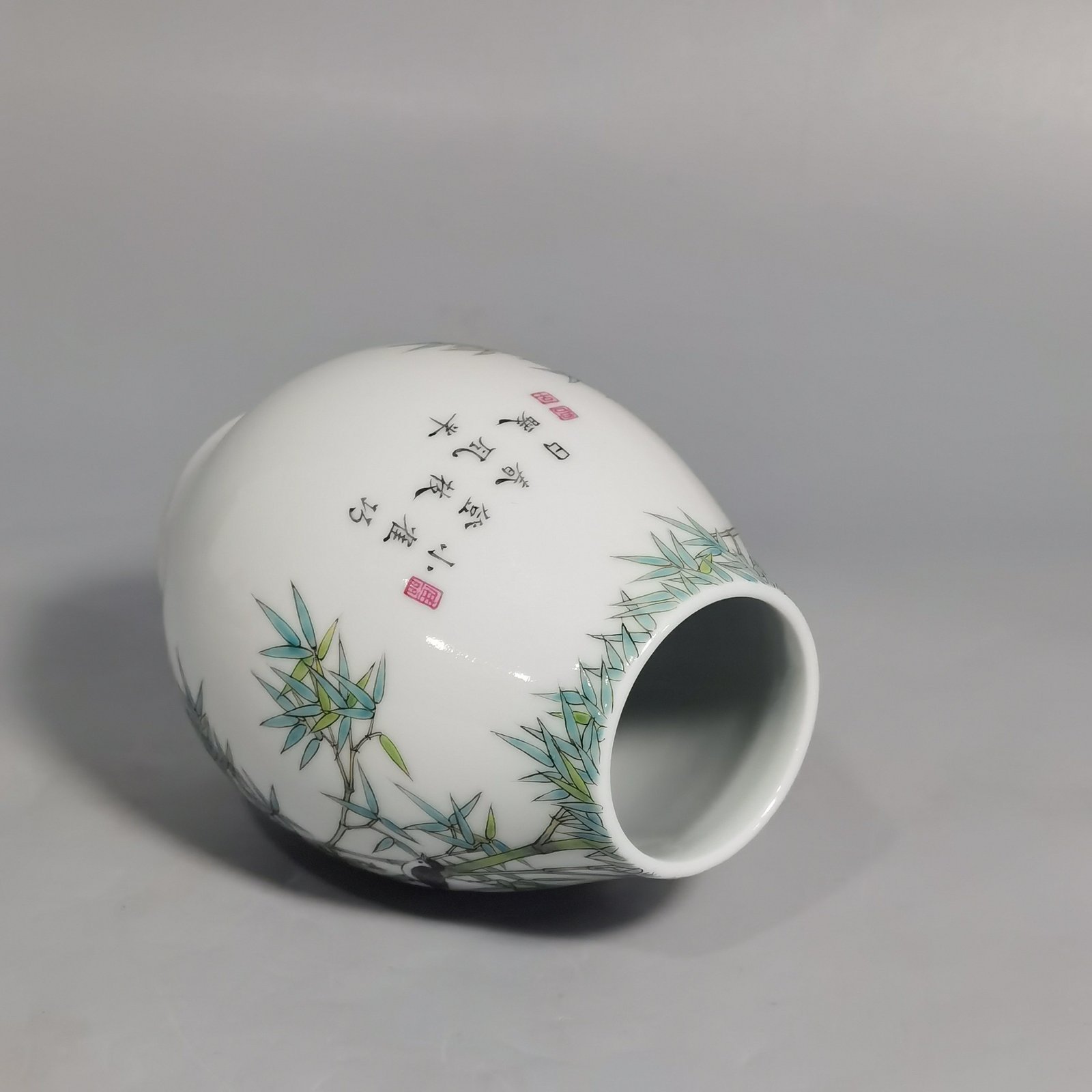 Qing Dynasty Yongzheng Enamel Bamboo Bird Pattern Water Bowl