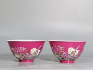 Qing Dynasty Yongzheng a pair of enamel-colored rouge-red Bowl