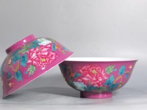 Qing Dynasty Yongzheng Enamel Carmine Poppy Flower Bowl