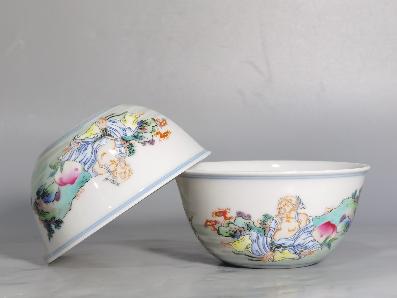 Qing Dynasty Yongzheng a pastel Dongfang Shuo stealing peach lying cup