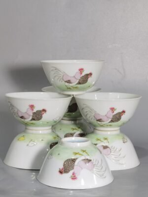Qing Dynasty Yongzheng a pastel chicken cup with a lucky picture meaning good luck