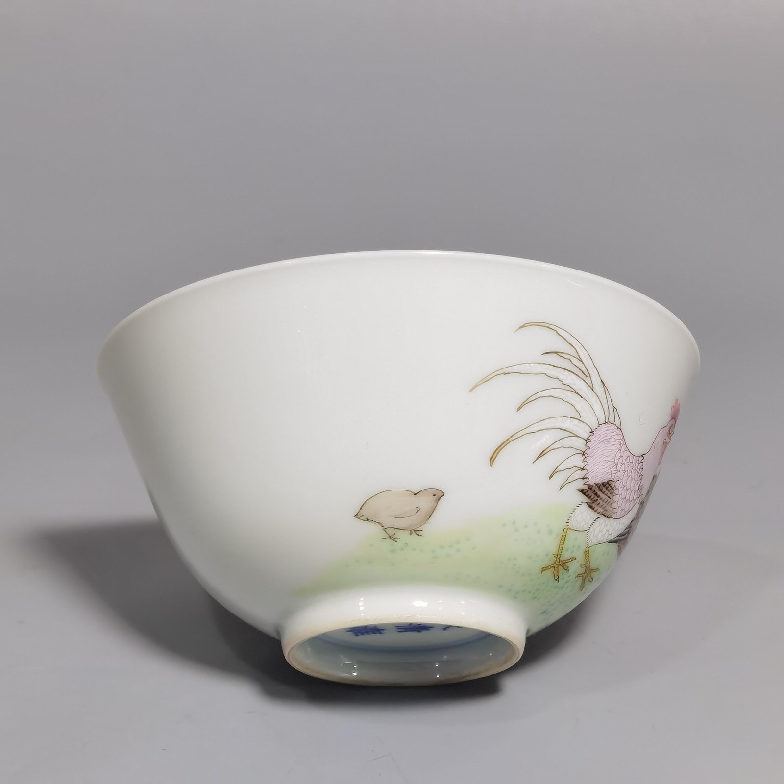 Qing Dynasty Yongzheng a pastel chicken cup with a lucky picture meaning good luck