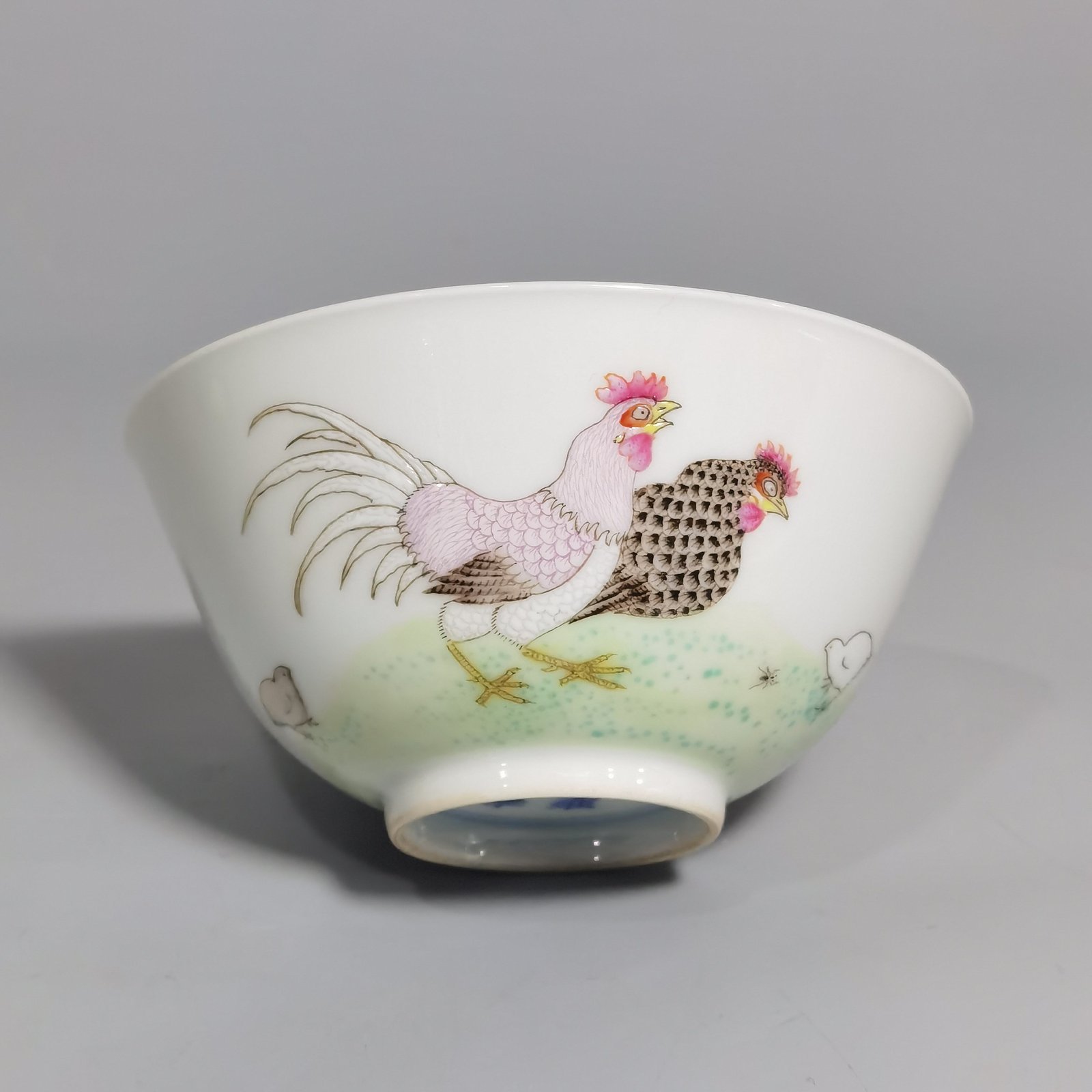 Qing Dynasty Yongzheng a pastel chicken cup with a lucky picture meaning good luck