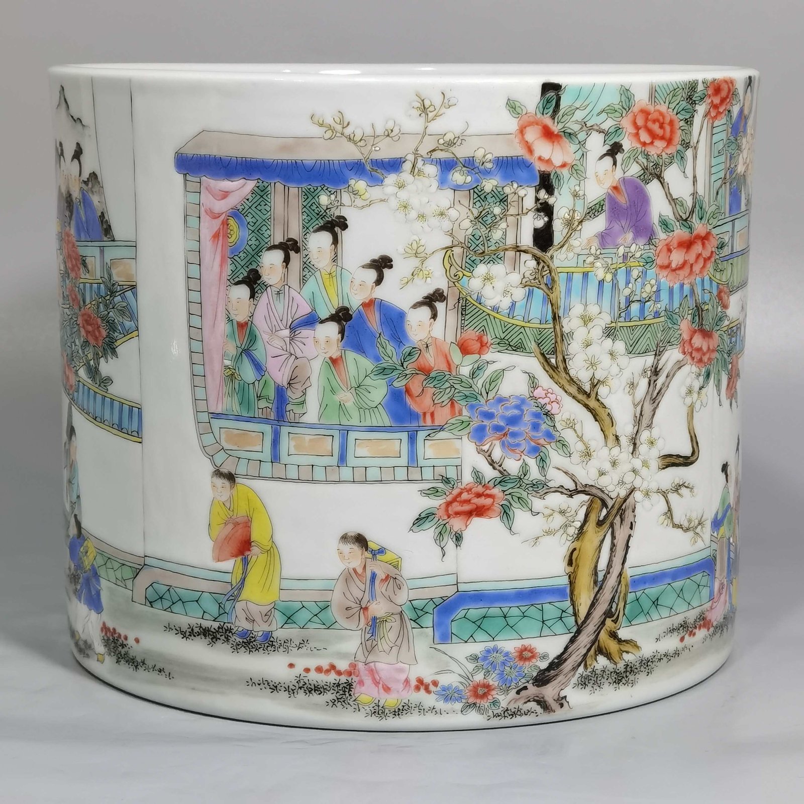Qing Dynasty Yongzheng a pastel painting of a fruit-throwing cart pen