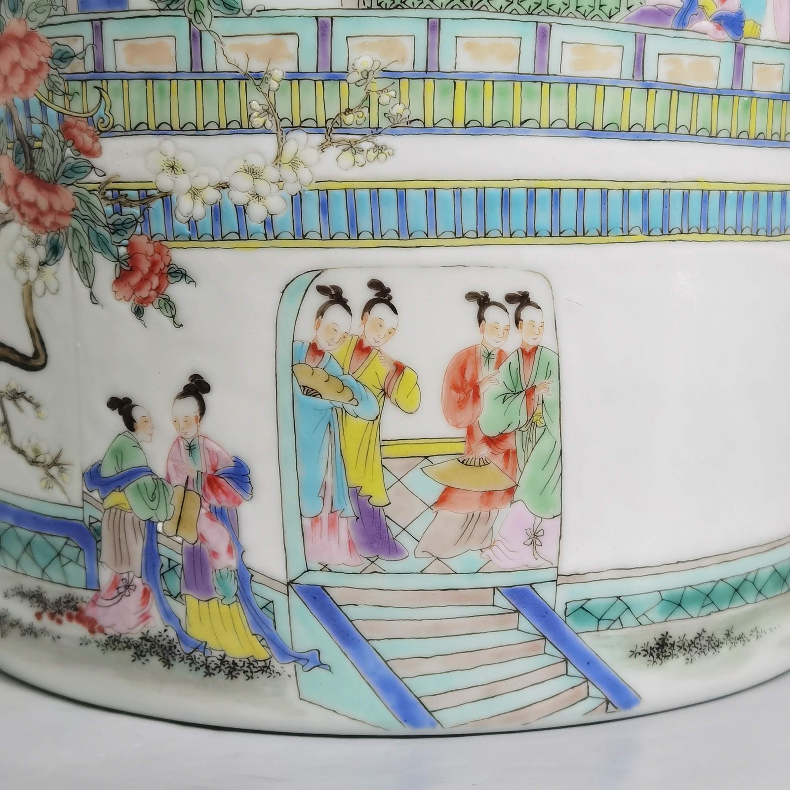 Qing Dynasty Yongzheng a pastel painting of a fruit-throwing cart pen