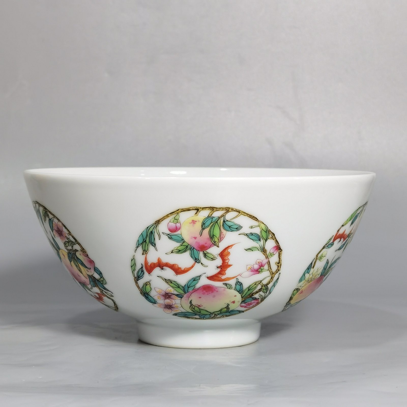 Qing Dynasty Yongzheng a pair of pastel colored bowls with double patterns of happiness and longevity