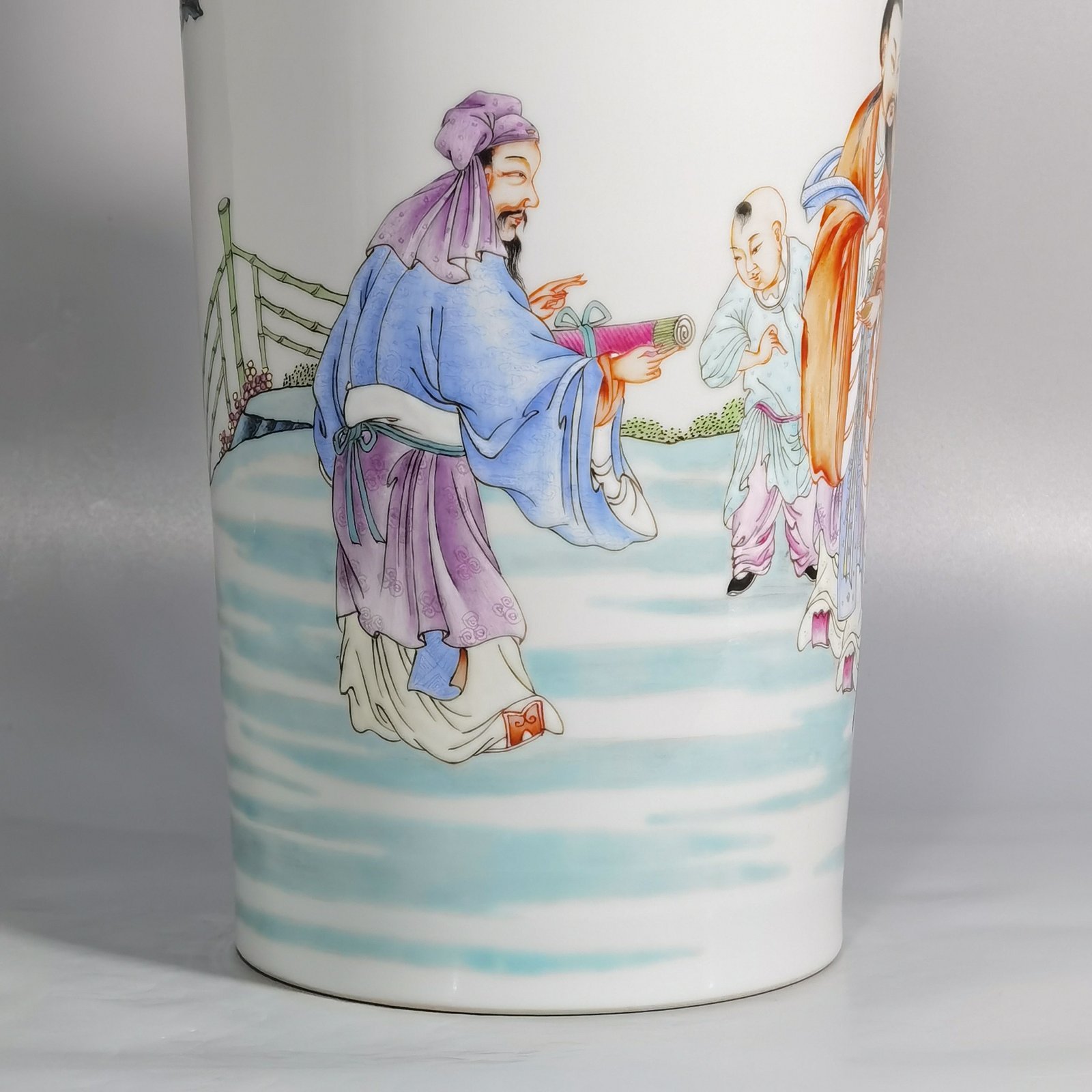 Qing Dynasty Yongzheng Pastel Guanyin vase with three stars of fortune longevity and longevity