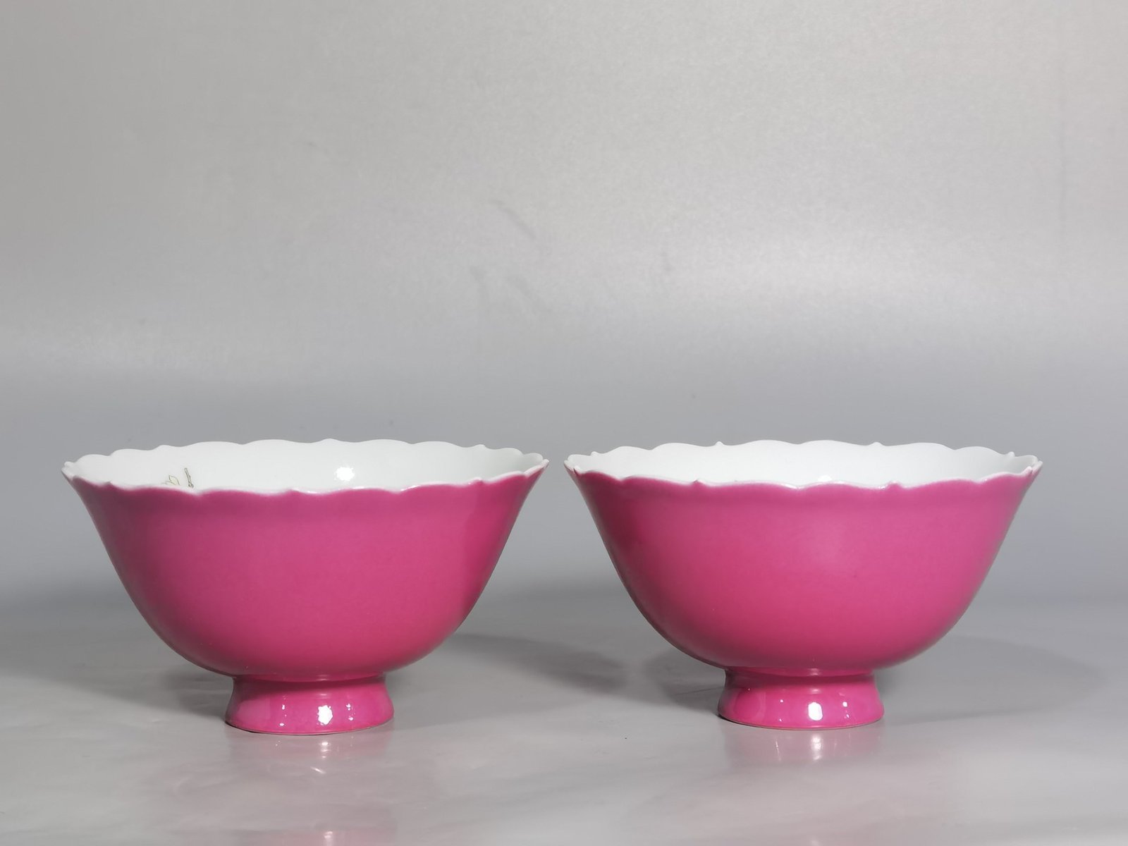 Qing Dynasty Yongzheng Pastel flowers and birds rouge red glaze Kuikou cup