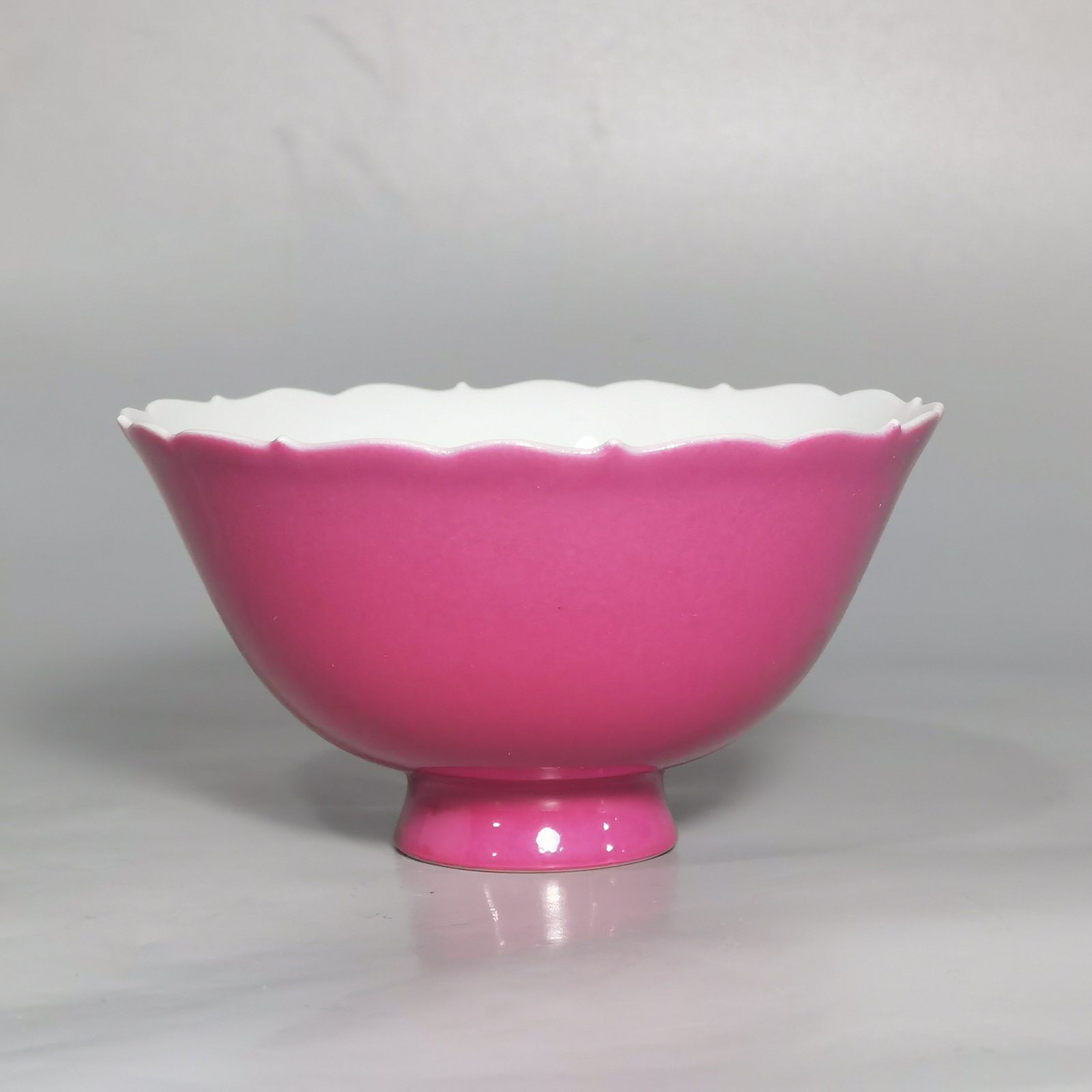 Qing Dynasty Yongzheng Pastel flowers and birds rouge red glaze Kuikou cup