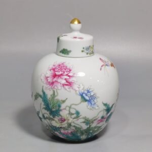 Qing Dynasty Yongzheng Pastel poppy poppy poem lid jar