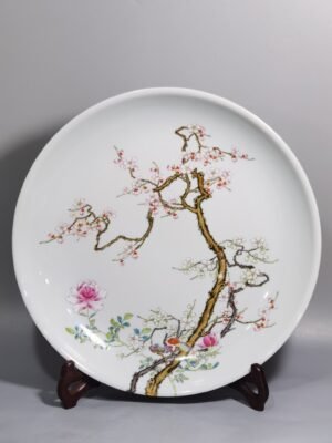 Qing Dynasty Yongzheng a large pastel painting with branches and wealth plate