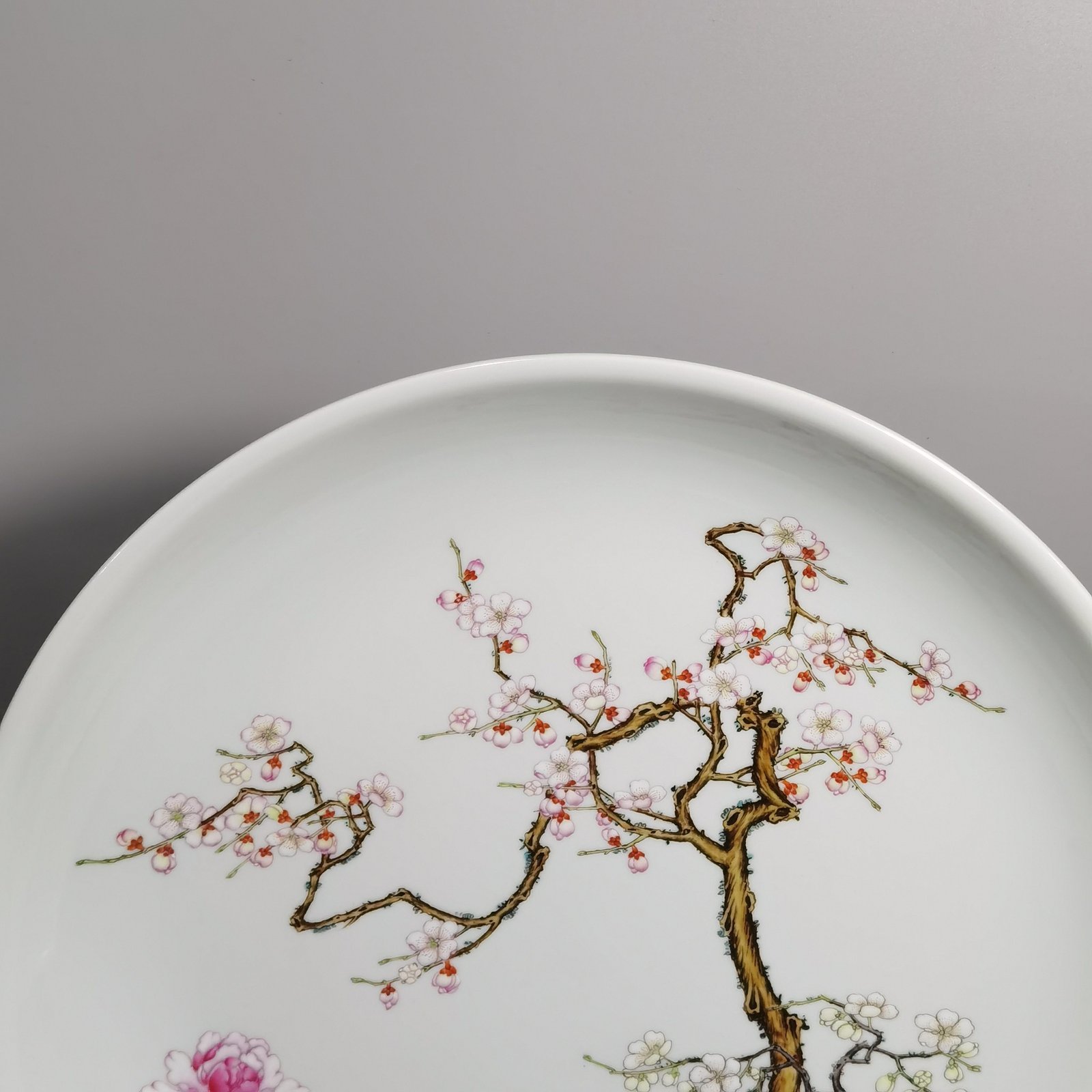 Qing Dynasty Yongzheng a large pastel painting with branches and wealth plate