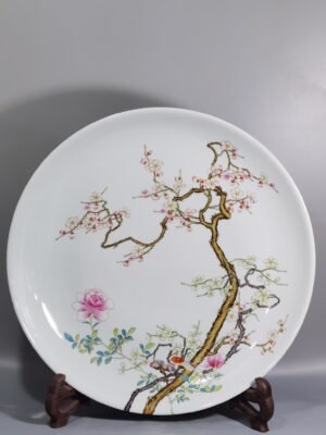 Qing Dynasty Yongzheng a large pastel painting with branches and wealth plate