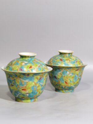 Qing Dynasty Yongzheng a pair of pink and gold spring silkworm bowls