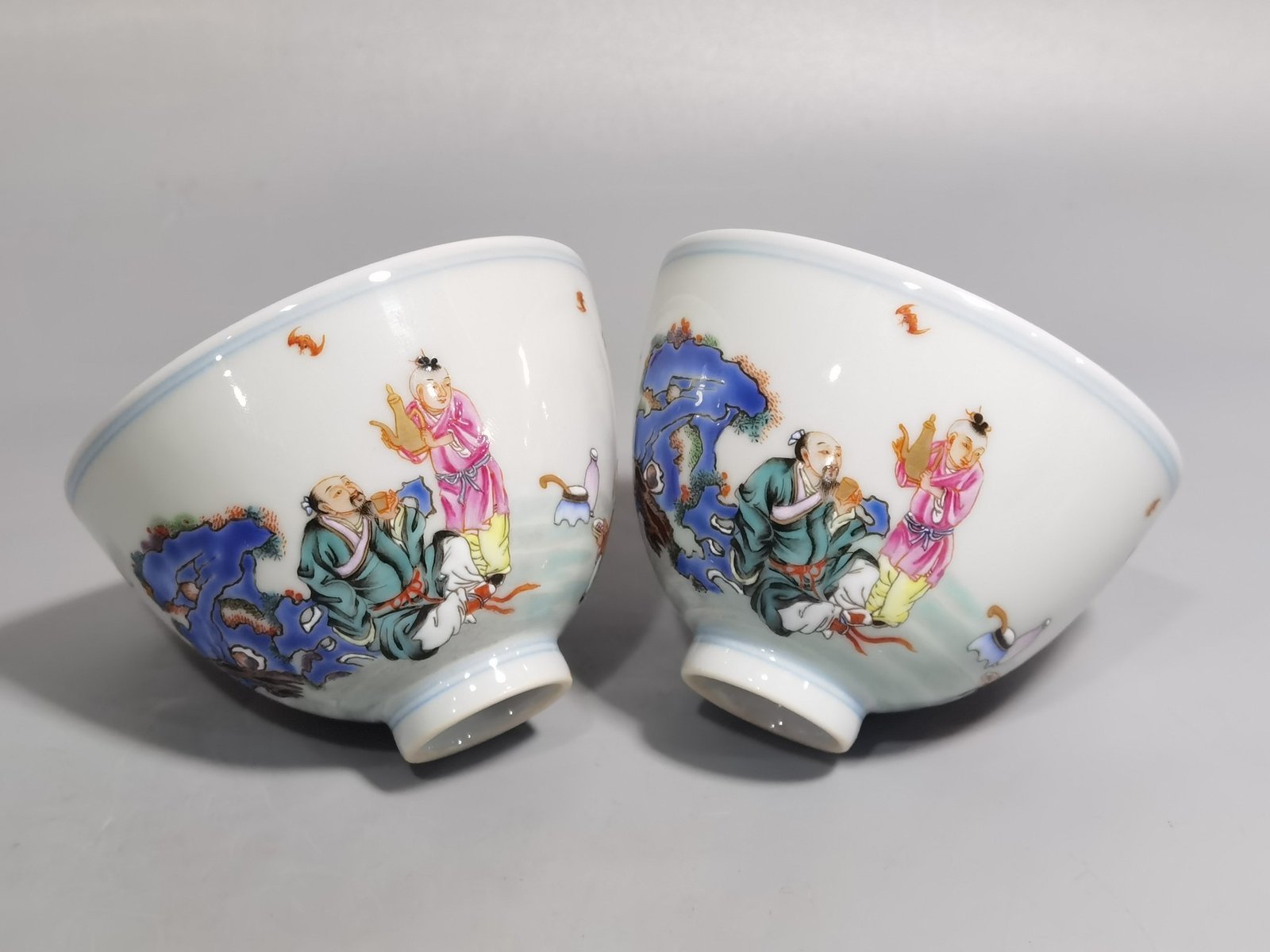 Qing Dynasty Yongzheng Pastel Gaoshi pattern chicken heart cup