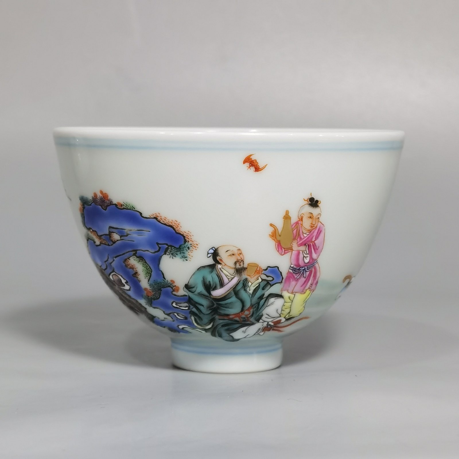 Qing Dynasty Yongzheng Pastel Gaoshi pattern chicken heart cup