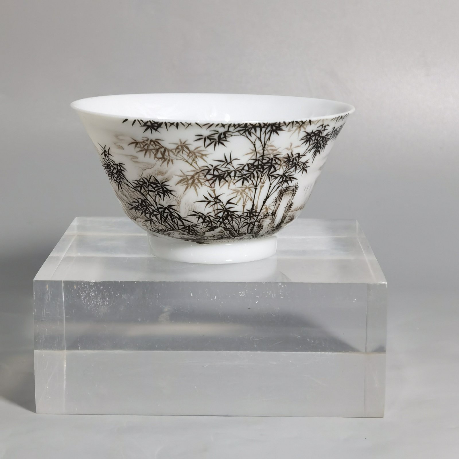 Qing Dynasty Yongzheng Thin Body Enamel Bamboo and Stone Cup
