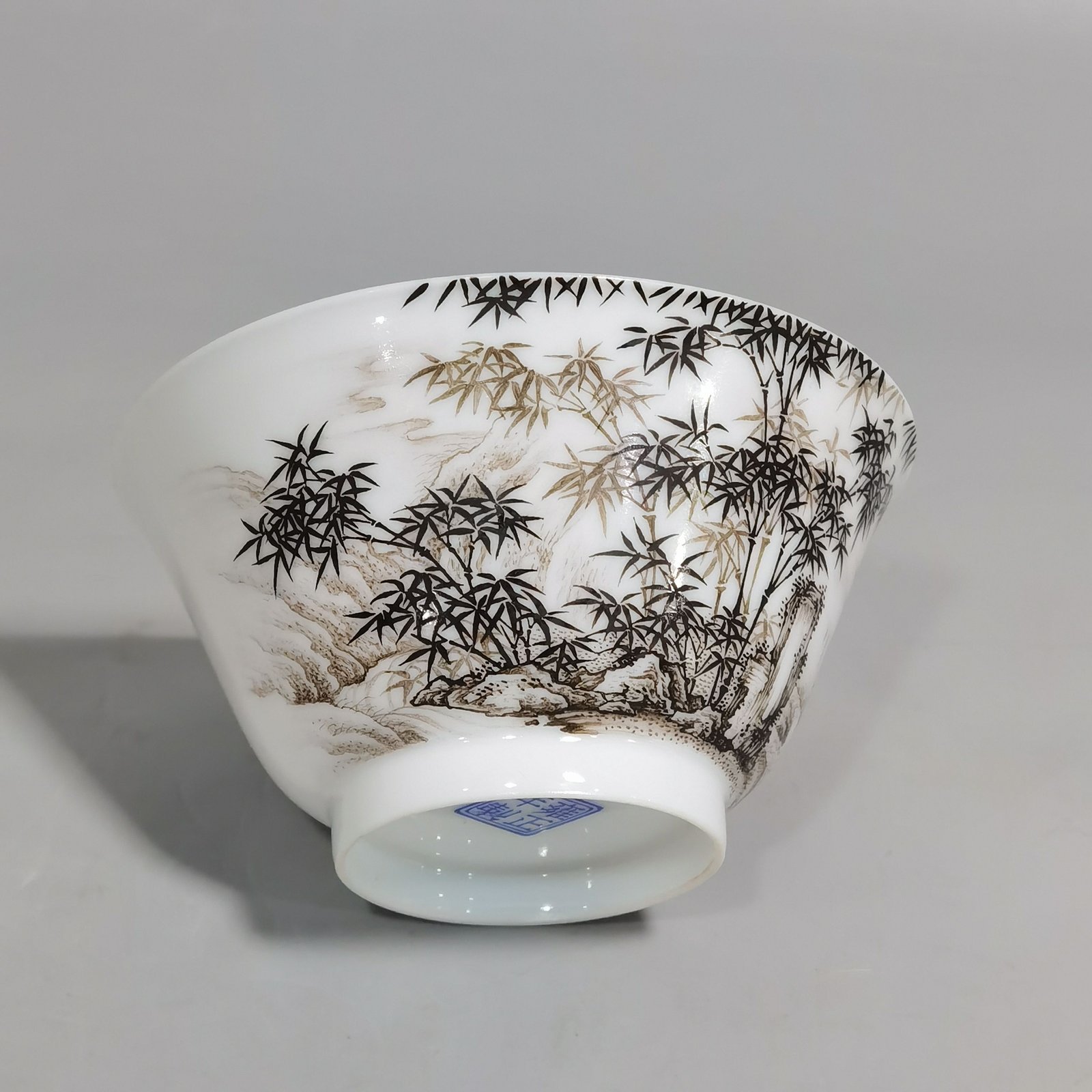 Qing Dynasty Yongzheng Thin Body Enamel Bamboo and Stone Cup