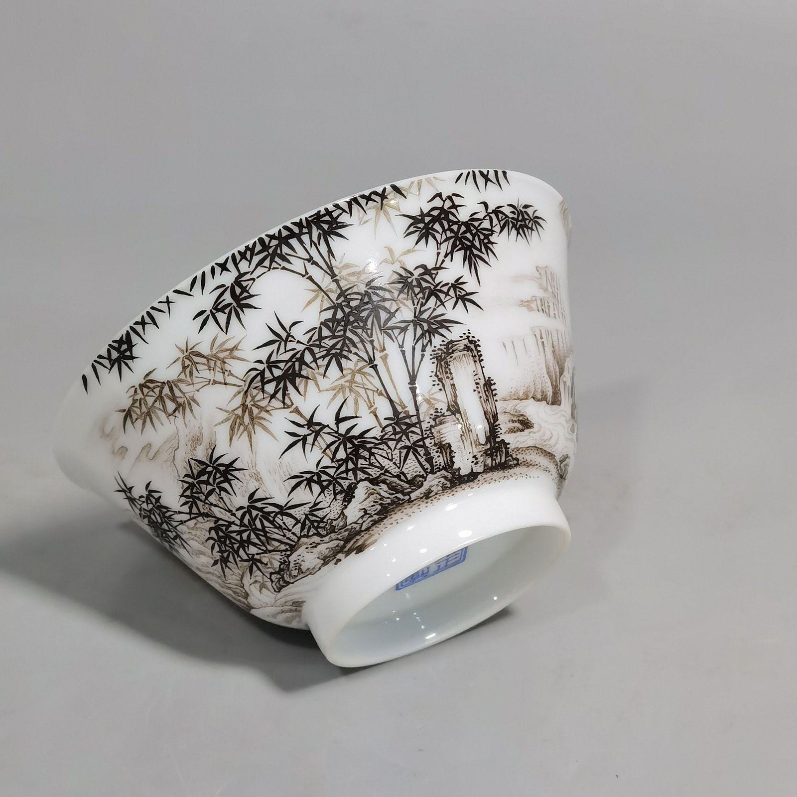 Qing Dynasty Yongzheng Thin Body Enamel Bamboo and Stone Cup