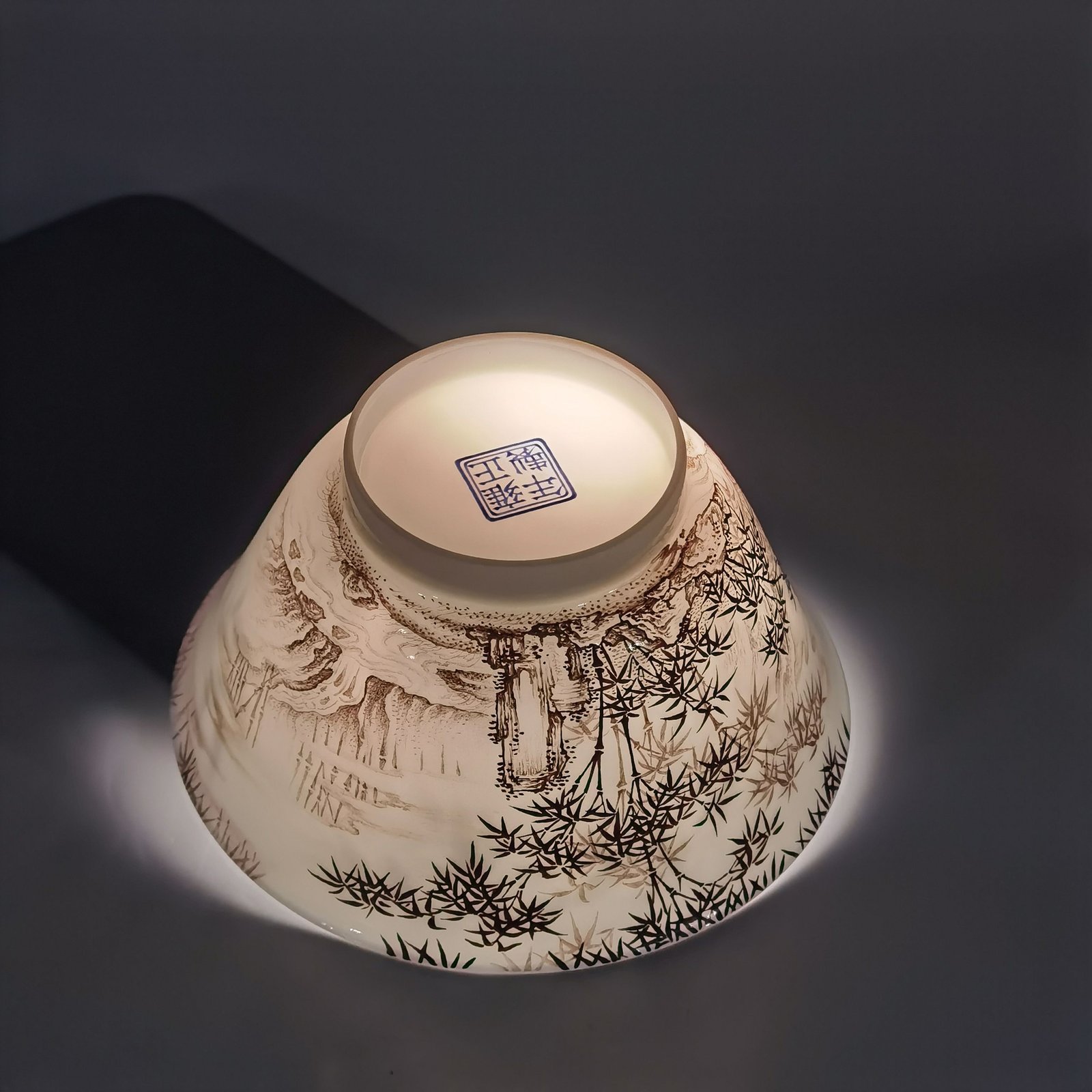 Qing Dynasty Yongzheng Thin Body Enamel Bamboo and Stone Cup