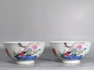 Qing Dynasty Yongzheng Pastel-colored golden pheasant and peony poem bowl