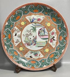 Qing Dynasty Yongzheng an enamel flower and bird dish with entwining branches and a window