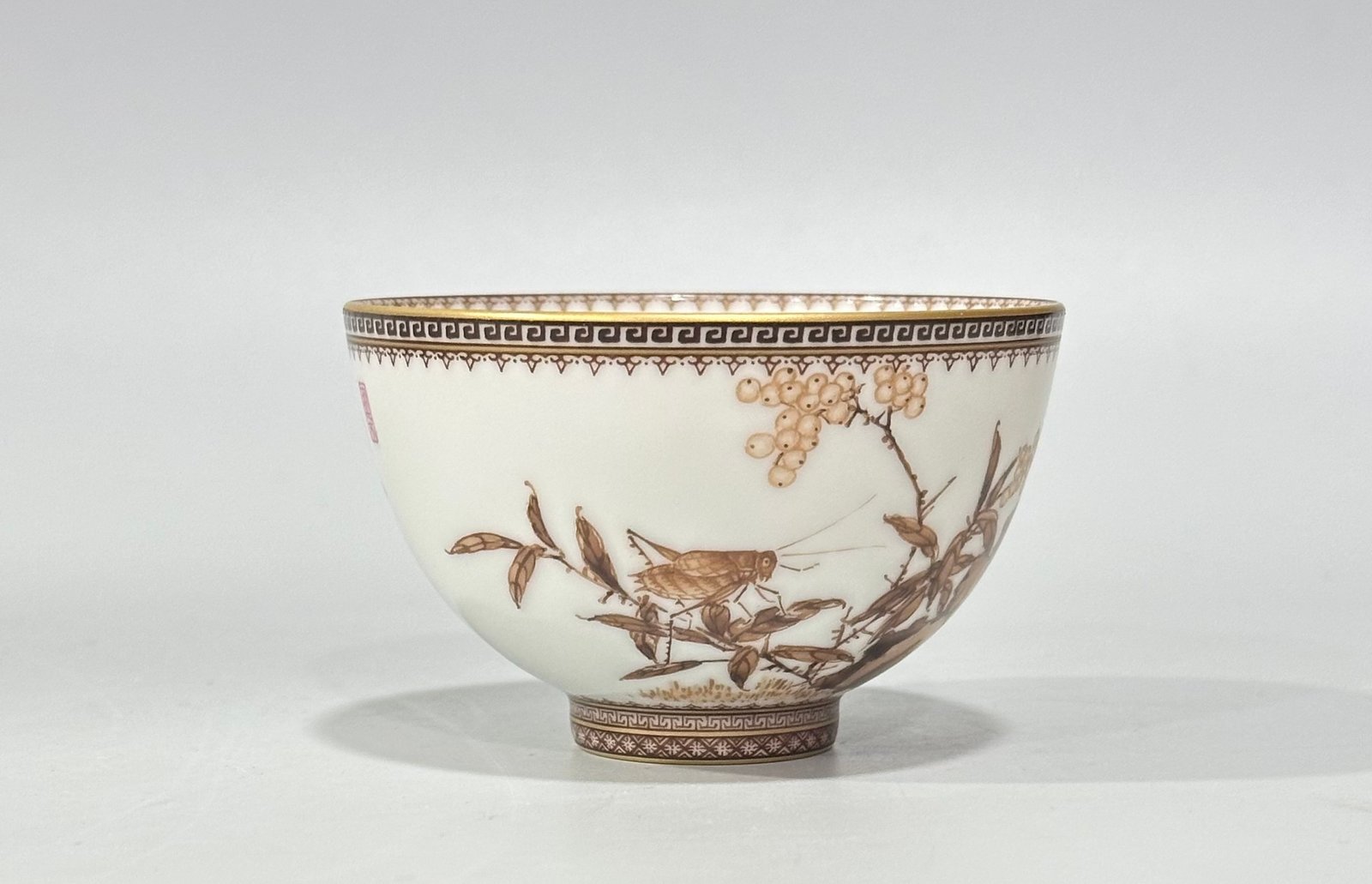 Qing Dynasty Yongzheng Ink and color gold flowers and birds poetry cup
