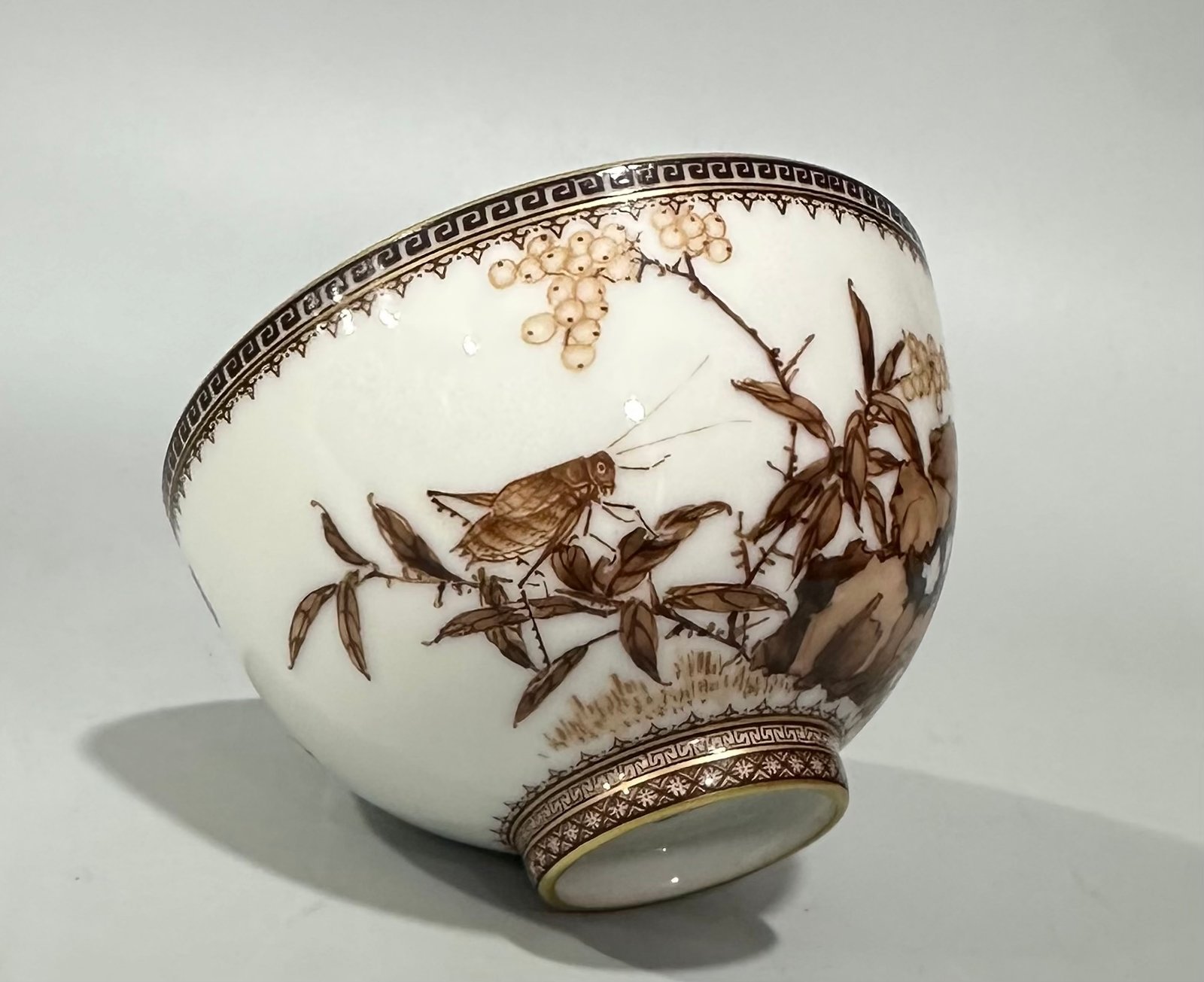 Qing Dynasty Yongzheng Ink and color gold flowers and birds poetry cup