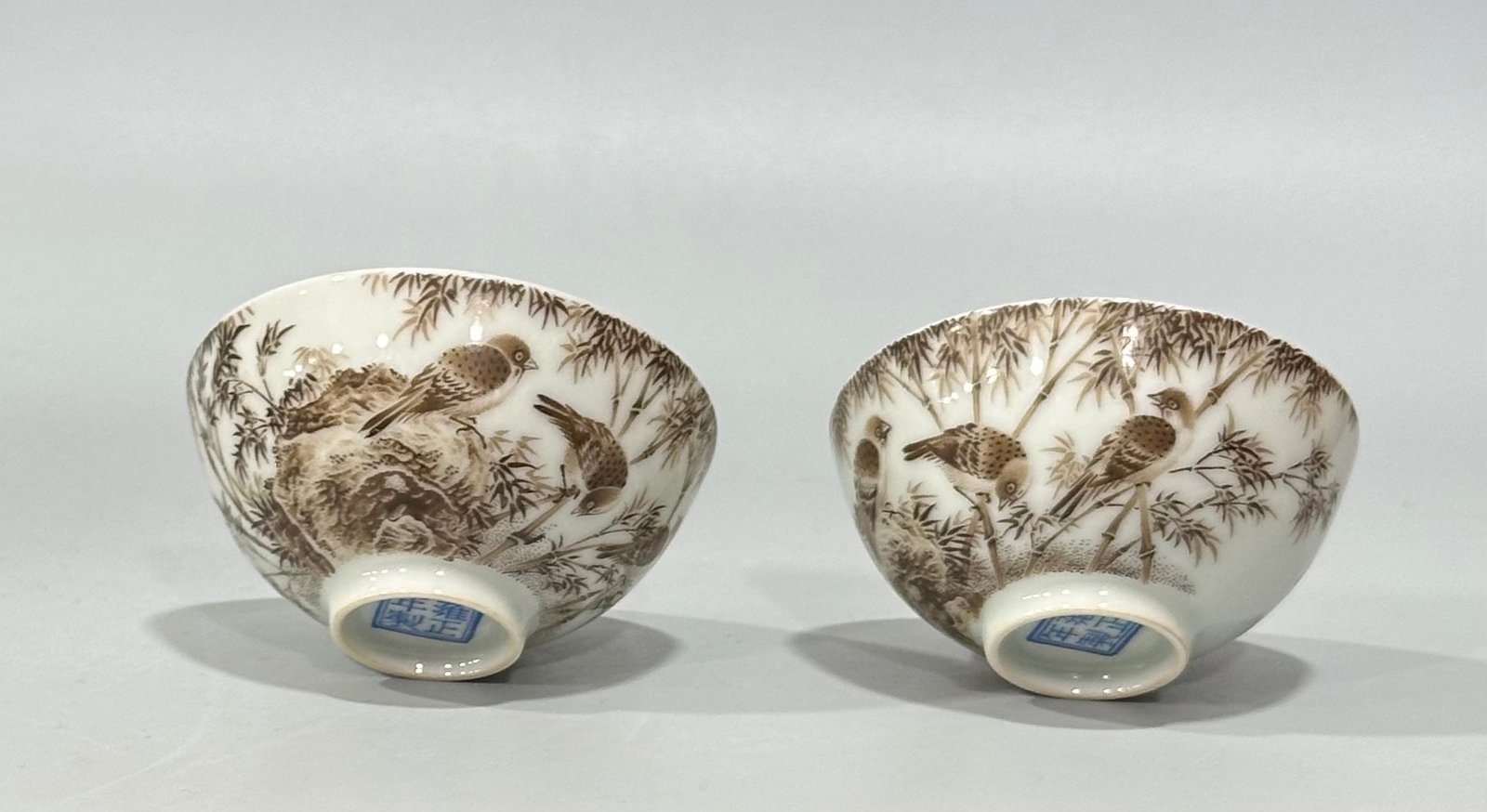 Qing Dynasty Yongzheng Ink color sparrow bamboo cup