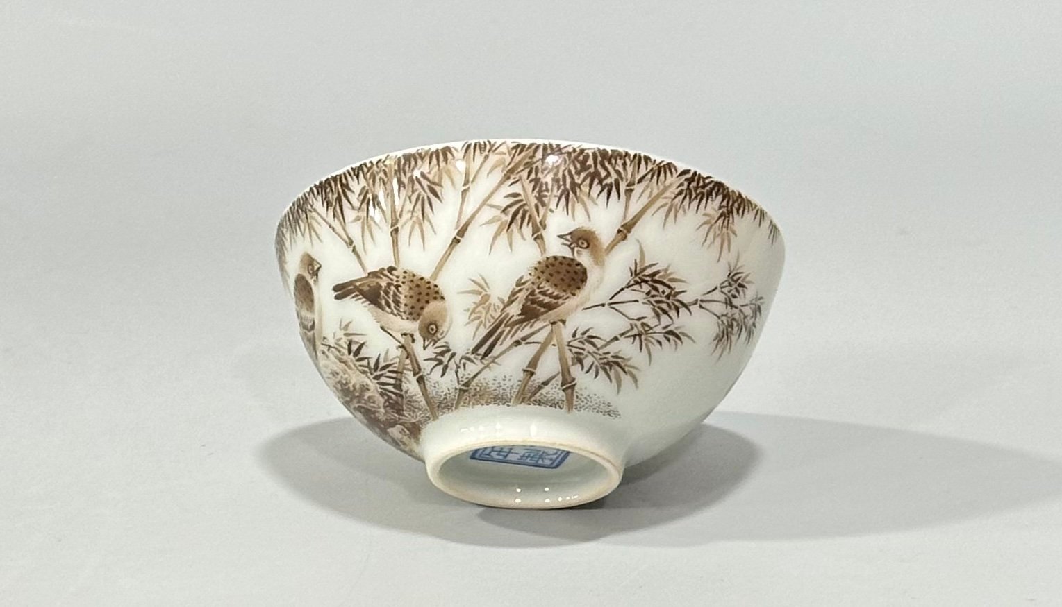 Qing Dynasty Yongzheng Ink color sparrow bamboo cup