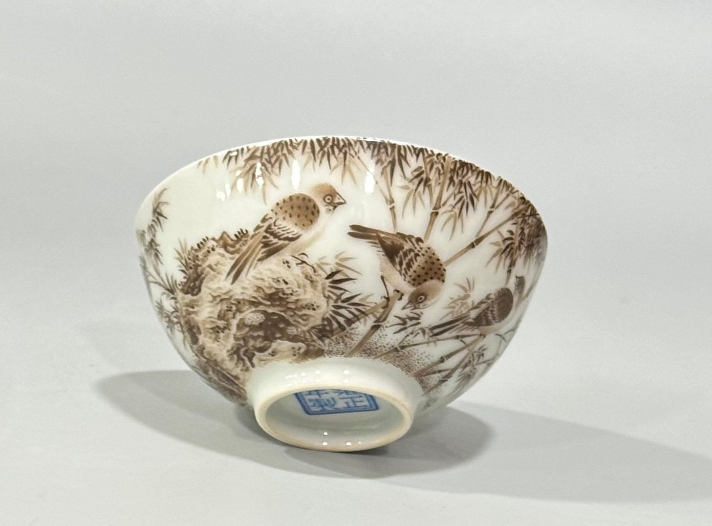 Qing Dynasty Yongzheng Ink color sparrow bamboo cup