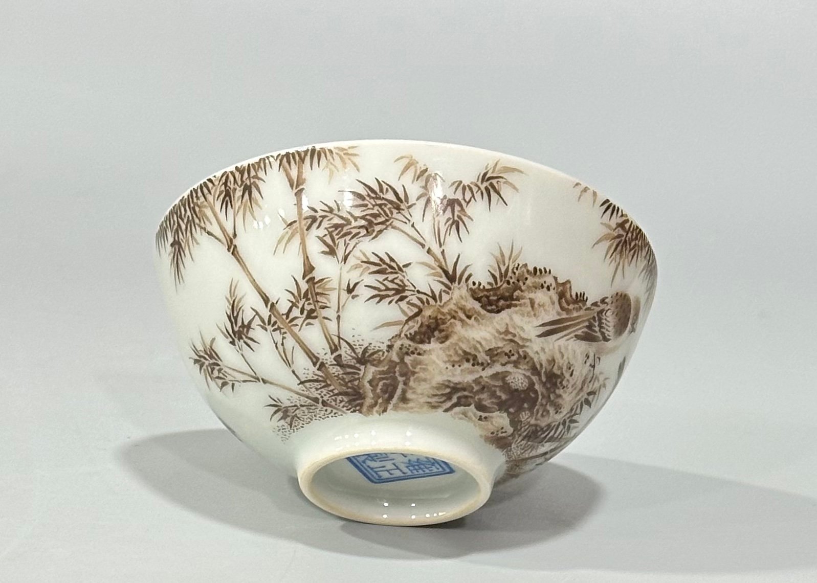 Qing Dynasty Yongzheng Ink color sparrow bamboo cup