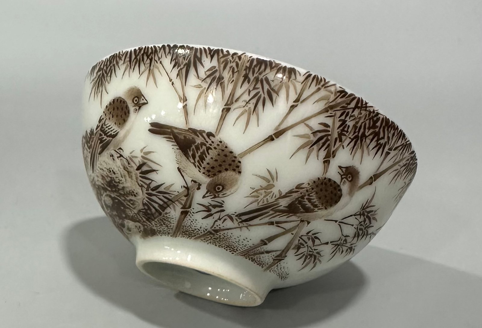 Qing Dynasty Yongzheng Ink color sparrow bamboo cup