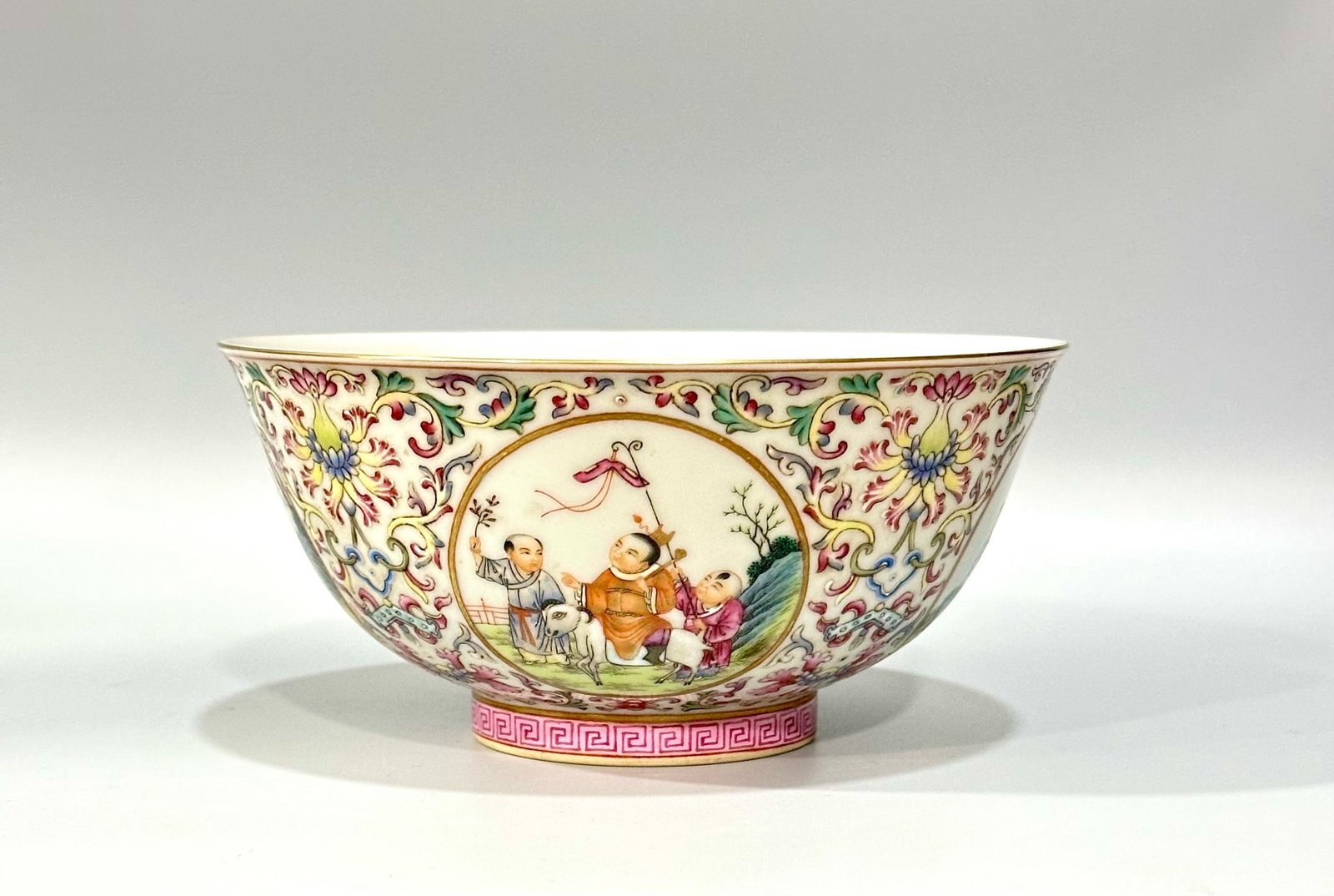 Qing Dynasty Yongzheng Yangcai bowl with passionflower branches and window opening