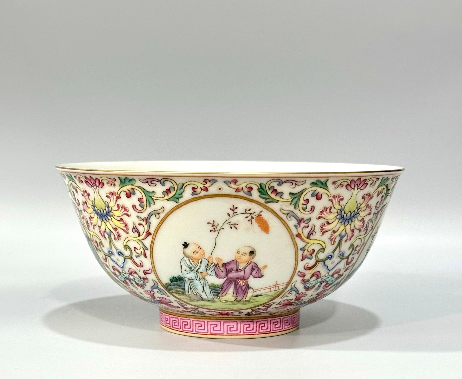 Qing Dynasty Yongzheng Yangcai bowl with passionflower branches and window opening