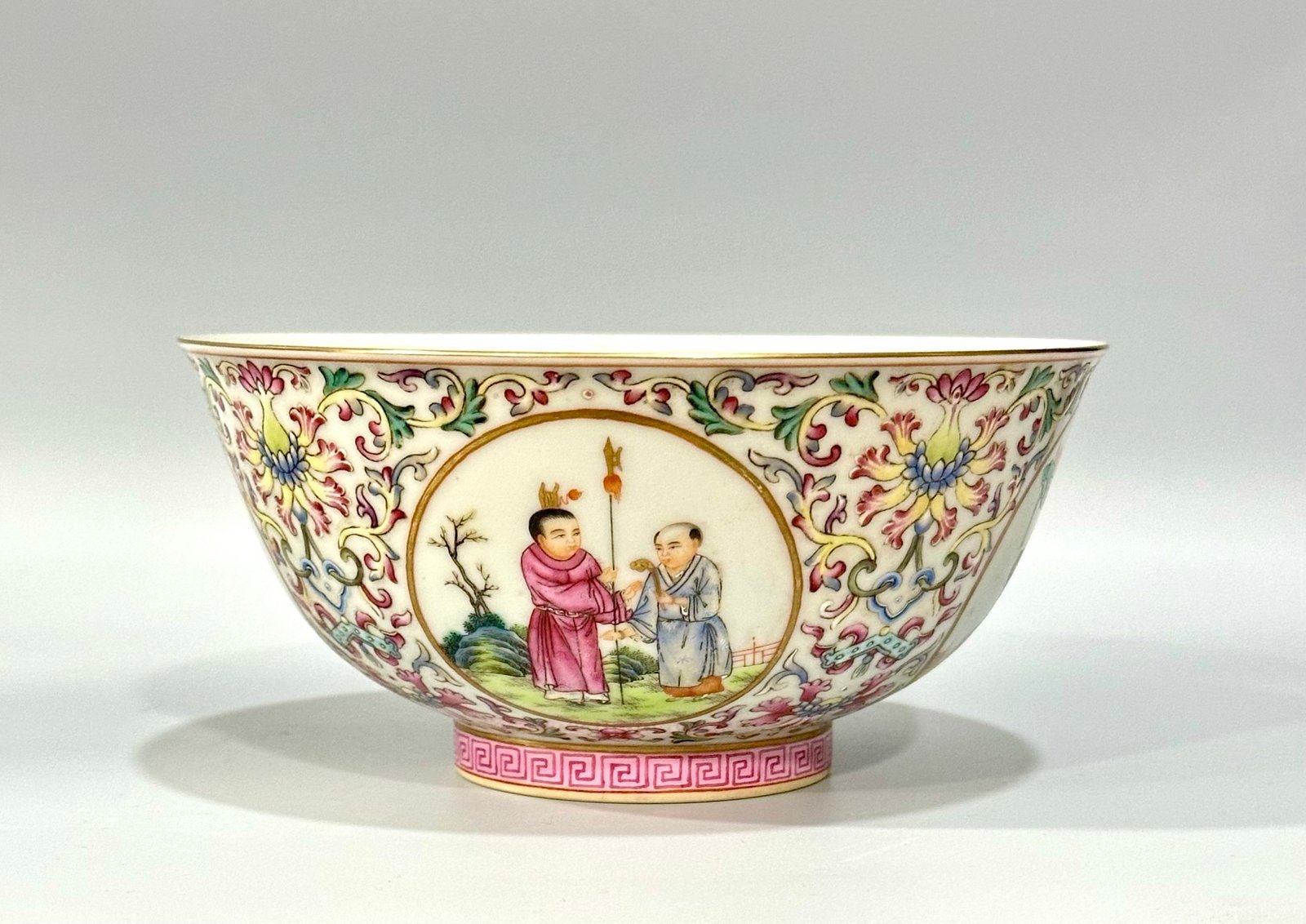 Qing Dynasty Yongzheng Yangcai bowl with passionflower branches and window opening