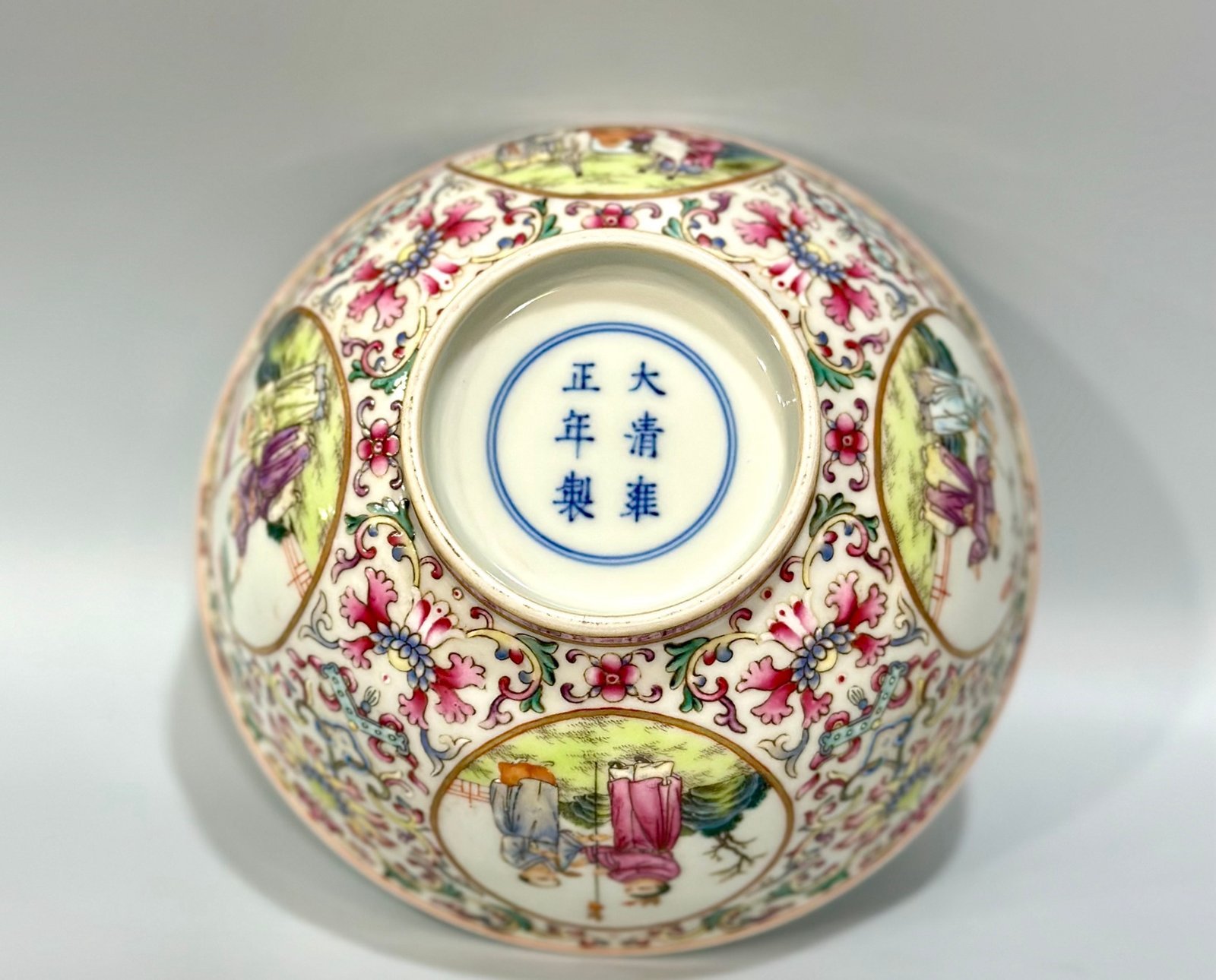 Qing Dynasty Yongzheng Yangcai bowl with passionflower branches and window opening