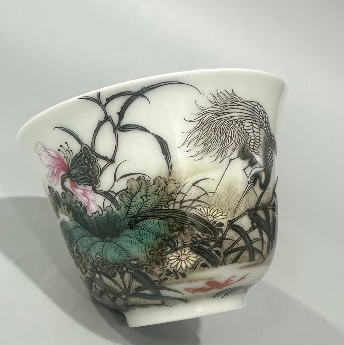 Qing Dynasty Yongzheng A set of enamel cups with flowers and birds and poems about the four seasons