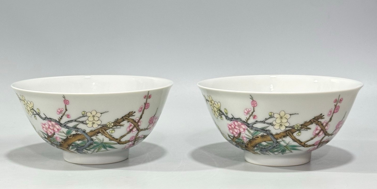 Qing Dynasty Yongzheng Enamel plum and bamboo poetry bowl
