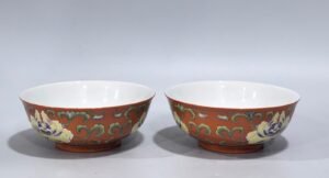 Qing Dynasty Yongzheng Enamel coral red bowl with Tudan pattern