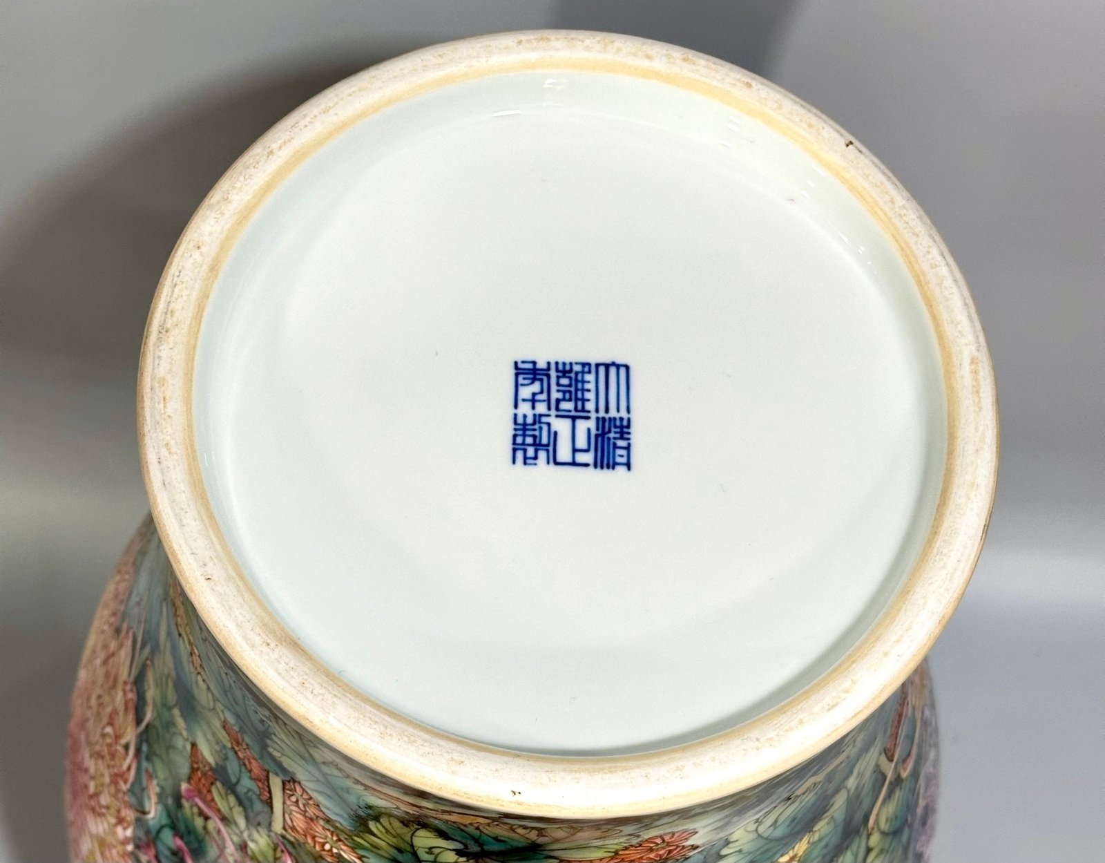 Qing Dynasty Yongzheng Enamel plum vase with hundreds of chrysanthemums